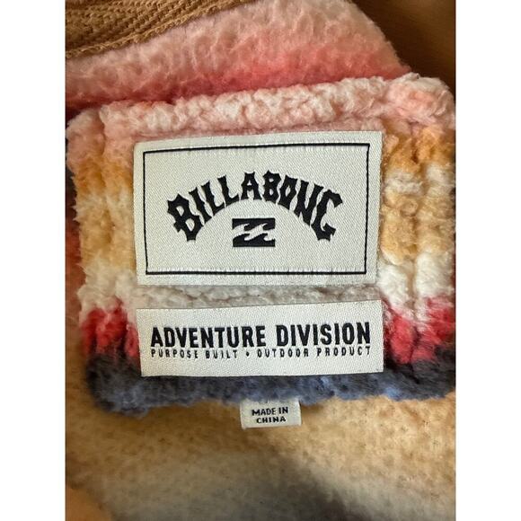 Billabong Switchback Womens Fleece Top Size Small Striped Multicolor Pockets EUC - Picture 12 of 16